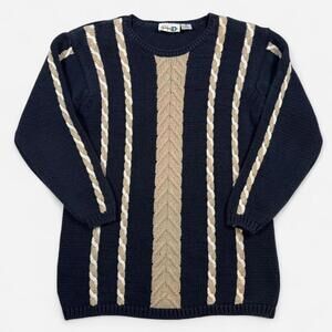 Paul Harris Design Cotton Blend Sweater men’s Medium Cable Knit Classic